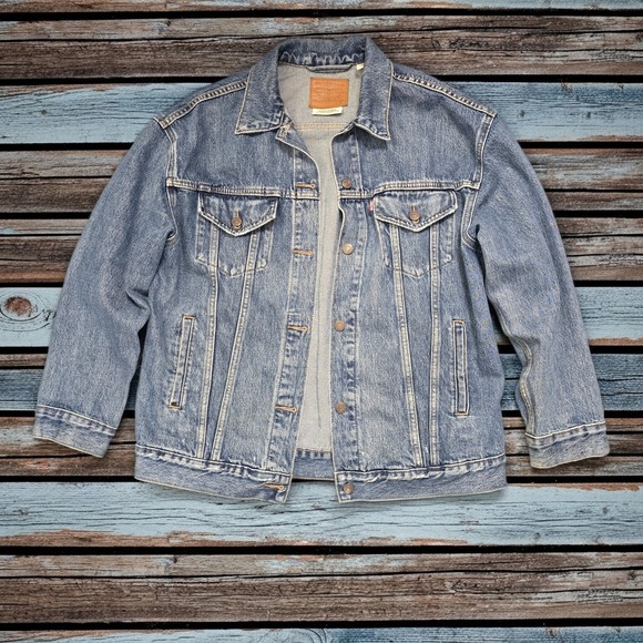 Levi's Premium Denim Trucker‎ Jacket Men's M Blue Vintage Distressed Wear